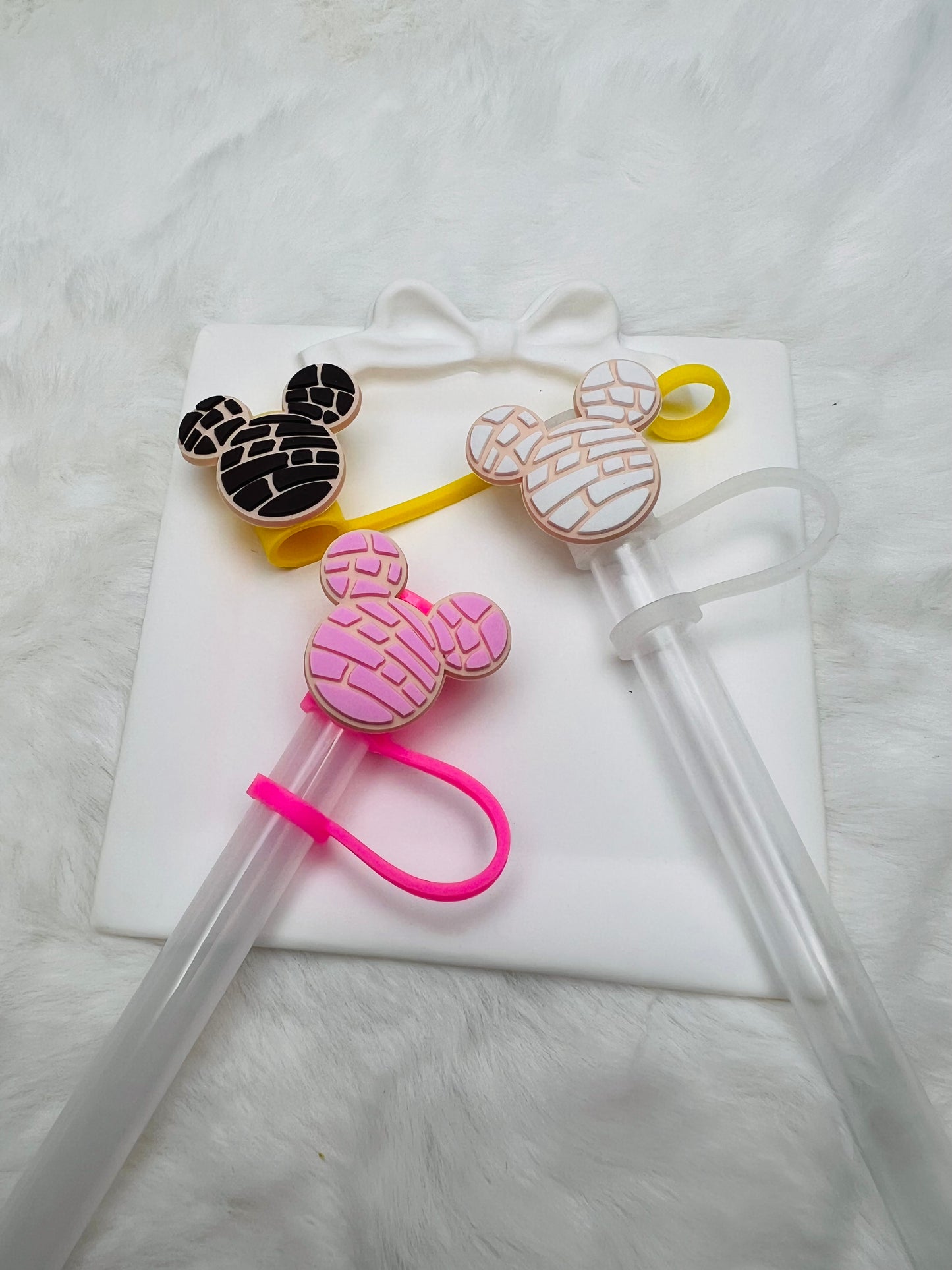 Mouse concha straw toppers (silicone)