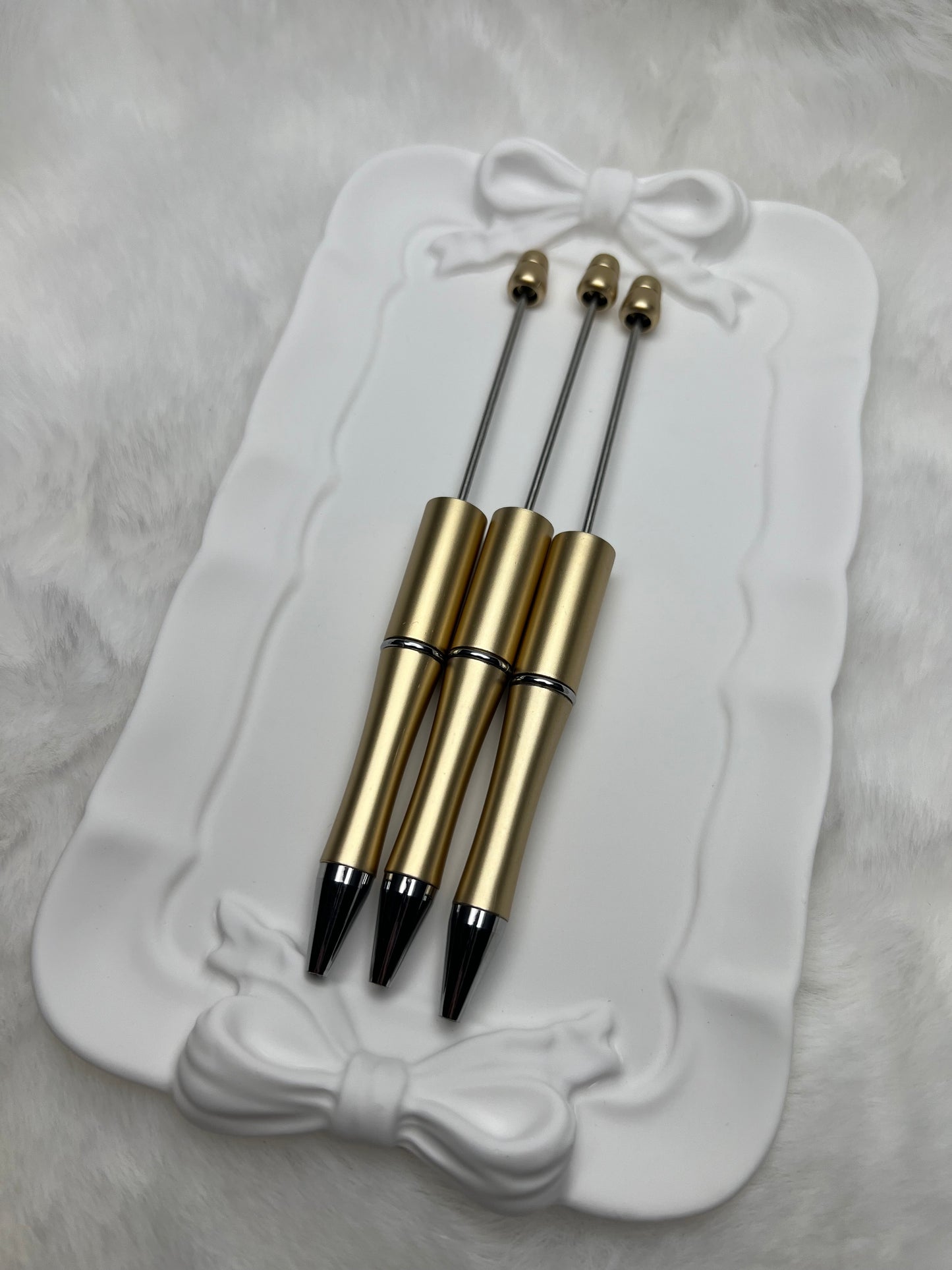 Gold beadable plastic pen