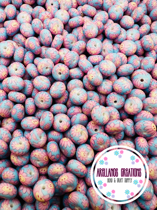 14mm smiley daisy silicone abacus spacers EXCLUSIVE