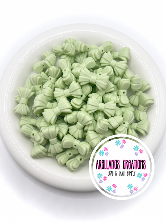 3D pistachio ribbed EXCLUSIVE bow focal