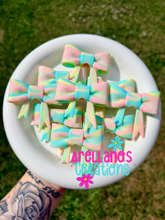 #160 cotton candy swirl shiny large bow FOCAL