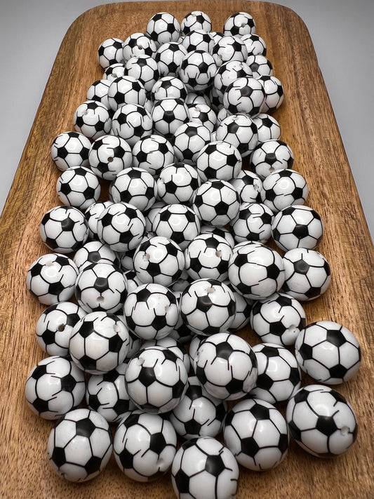 20mm Soccer Ball Bubblegum Beads (pack of 5)