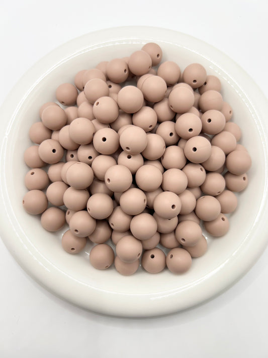 15mm creamy tan solid silicone beads