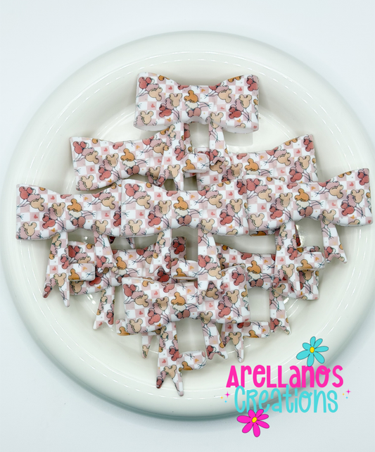 #307 Boho Inspired Mouse Heads Large Bow Straw Topper