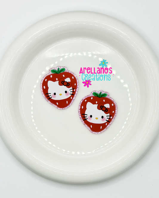 #60 Strawberry Kitty - Acrylic Flatback