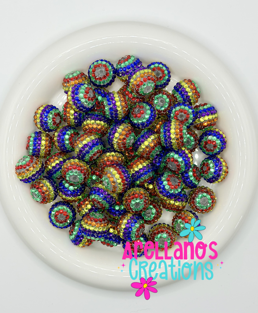 RB-178 20mm Rainbow Stripe Rhinestone Beads (1PC)