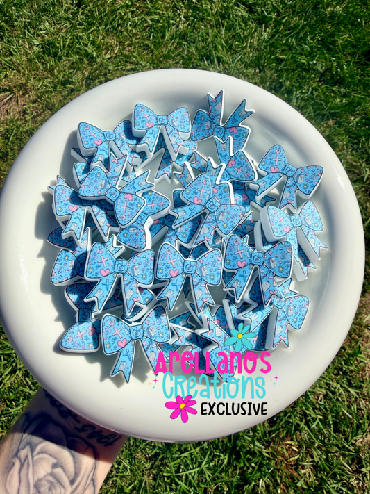 Blue faith printed bow focal EXCLUSIVE