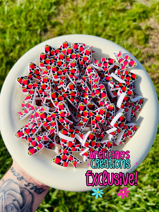 Strawberry cow print - flat printed bow focal EXCLUSIVE