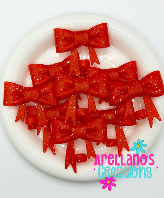 #294 Cherry Red Speckled Large Bow Straw Topper (1ct)