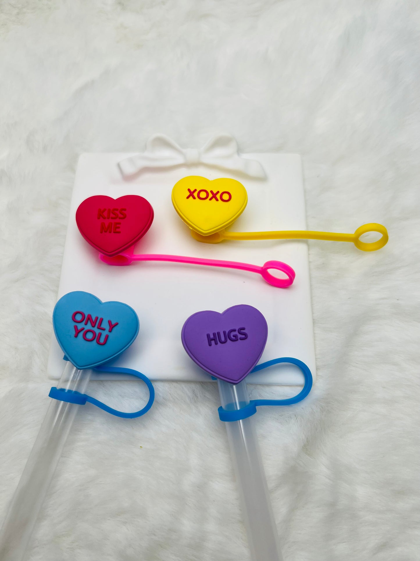 Candy heart straw stoppers (silicone)