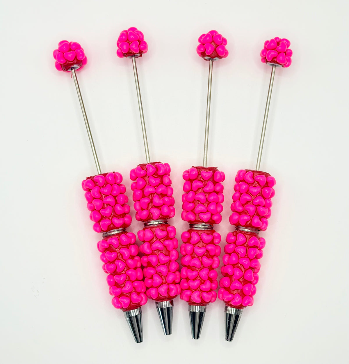 Hot pink heart clay beadable pen (1ct)