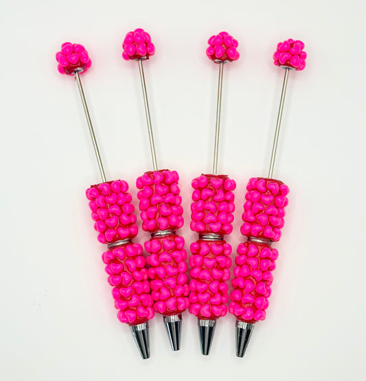 Hot pink heart clay beadable pen (1ct)