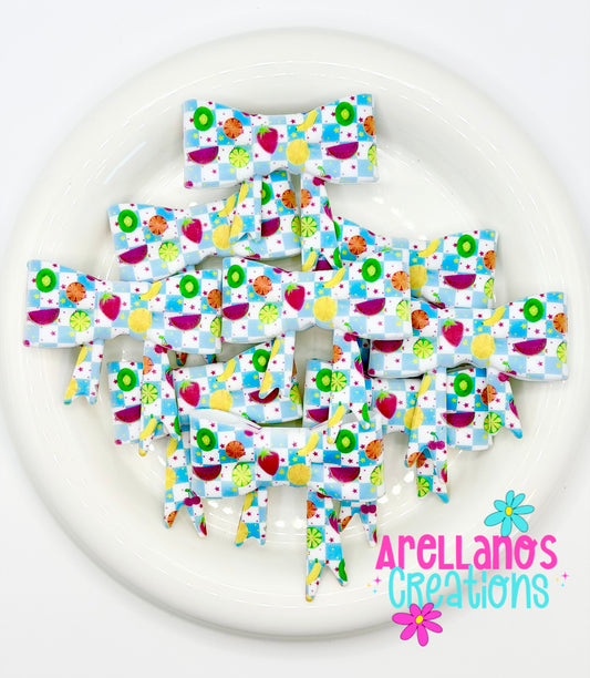 #243 Checkered Neon Fruit Large Bow Focal