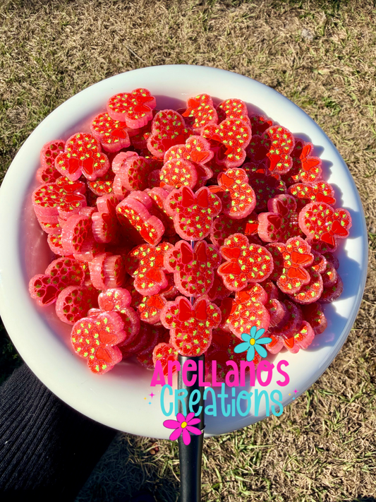 Strawberry Mouse - Acrylic Flatback W/ Predrilled Hole (1PC)