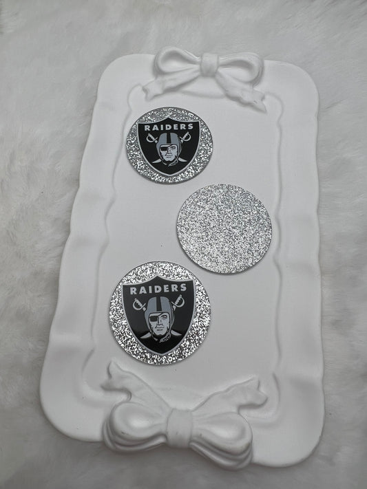 Round Raiders glitter flatback acrylic