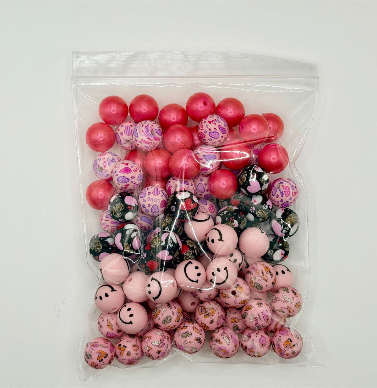 Pink dream mix 100ct 15mm silicone beads