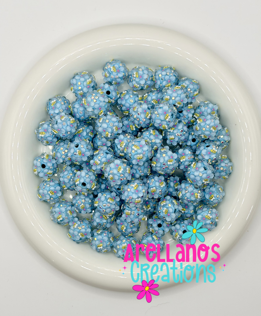 16mm Fancy Bumblebee Beads (1PC) Blue or Yellow