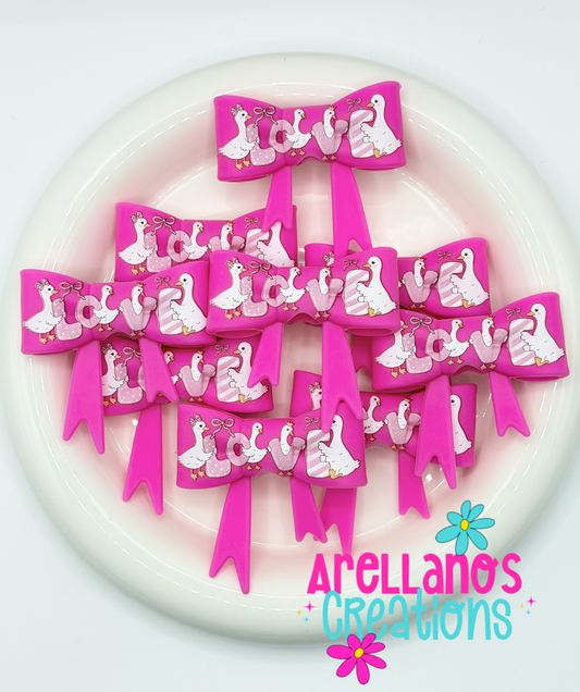 #214 Pink Goose Love Large Bow Focal