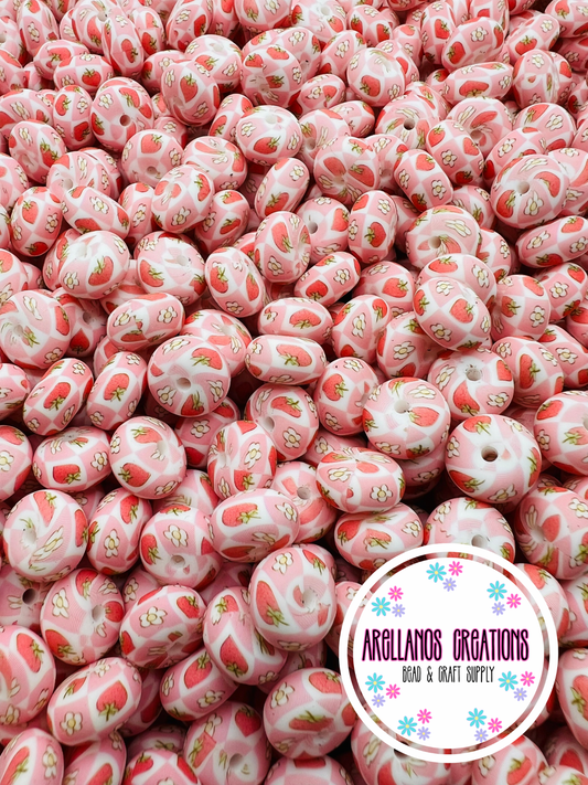 14mm strawberry daisy checkered silicone abacus spacers EXCLUSIVE