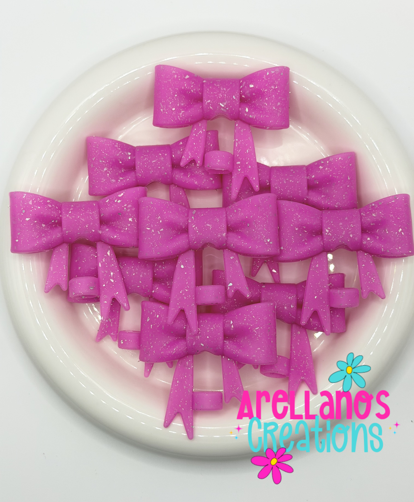 #292 Bubblegum Pink Speckled Large Bow Straw Topper (1ct)
