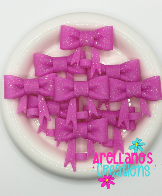 #292 Bubblegum Pink Speckled Large Bow Straw Topper (1ct)