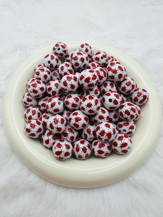 15mm lady bug acrylic beads