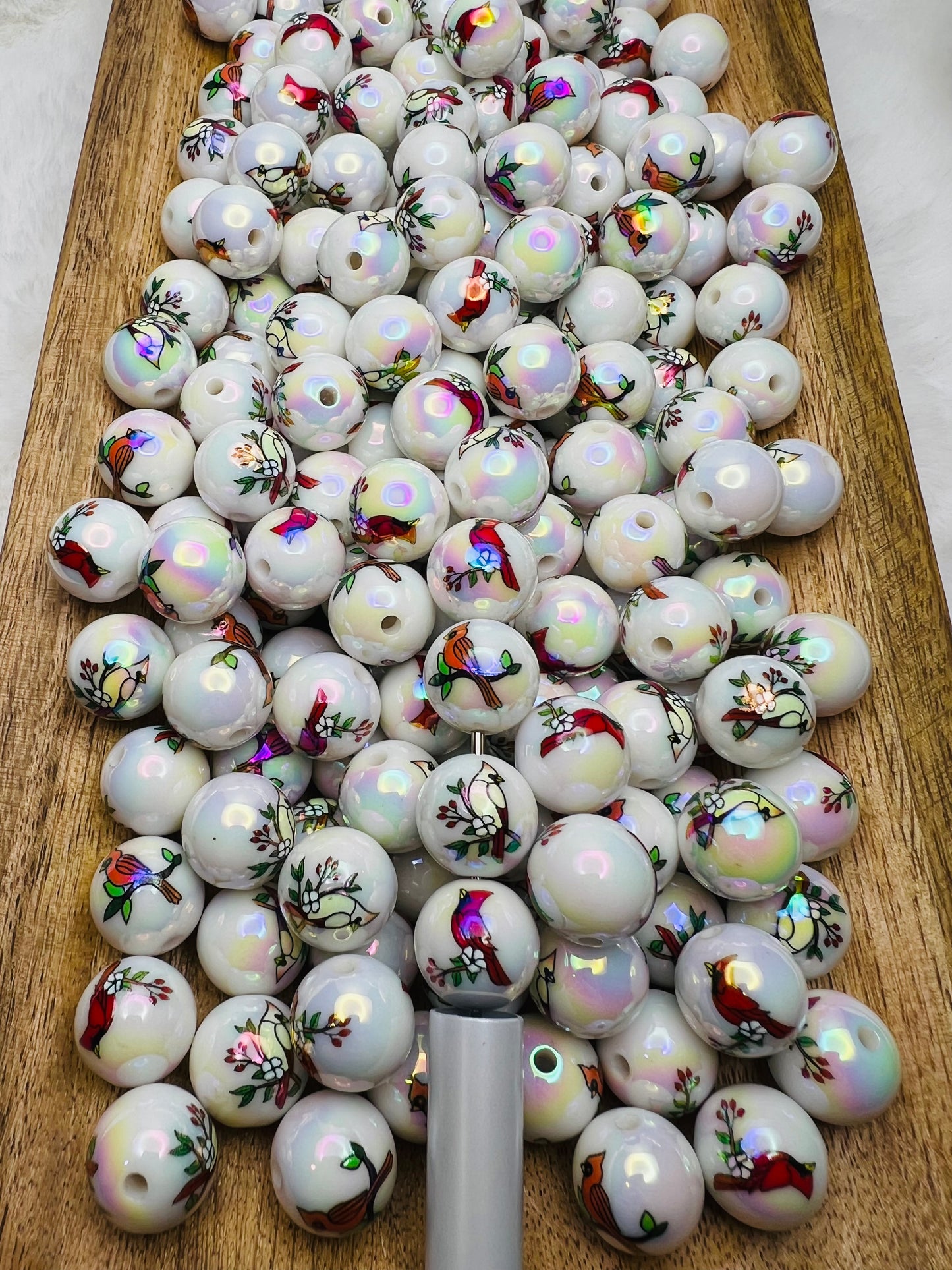 Cardinals acrylic AB bead mix 15mm (pack of 10)