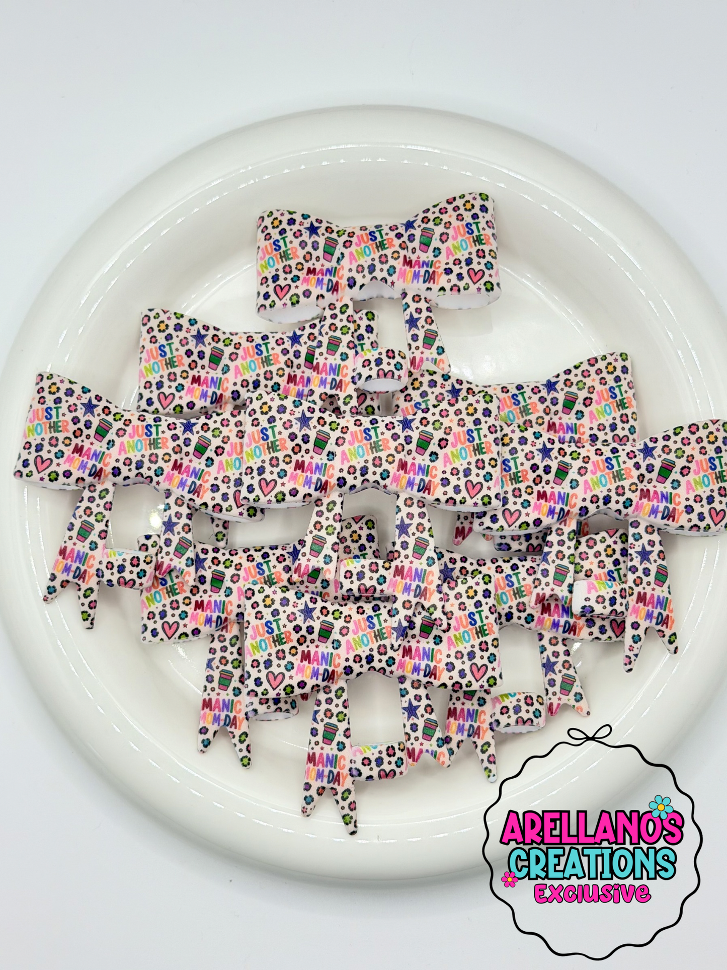 #341 Just Another Manic-Mom Day Large Bow Straw Topper EXCLUSIVE (1ct)
