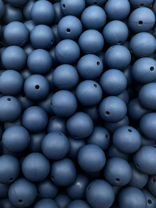15mm navy blue solid silicone beads