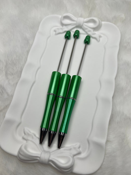 Forest green beadable plastic pen