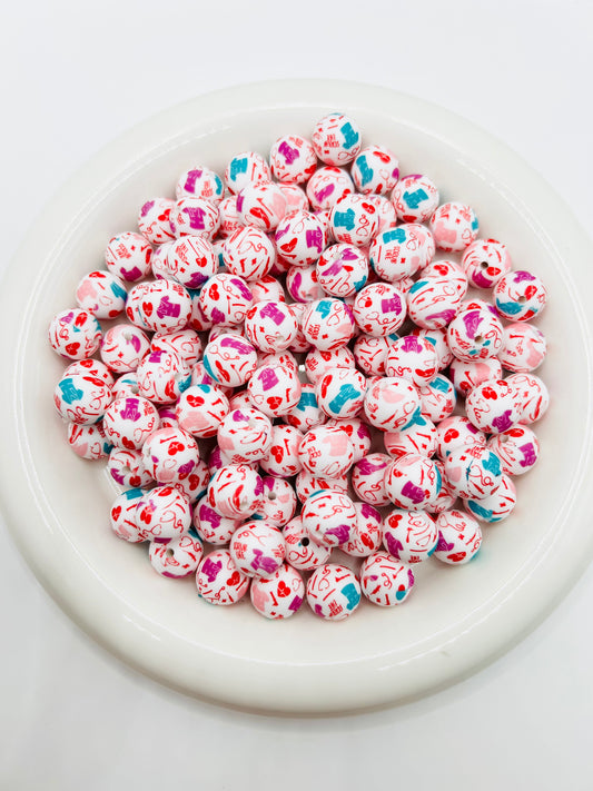 15mm medical life printed silicone beads