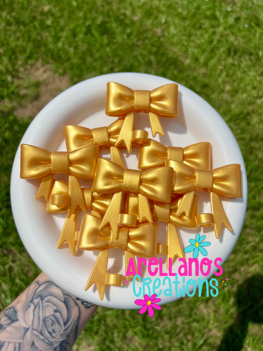 #98 metallic gold large bow straw topper
