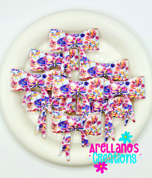 #239 Vibrant Girly Seashells Large Bow Focal