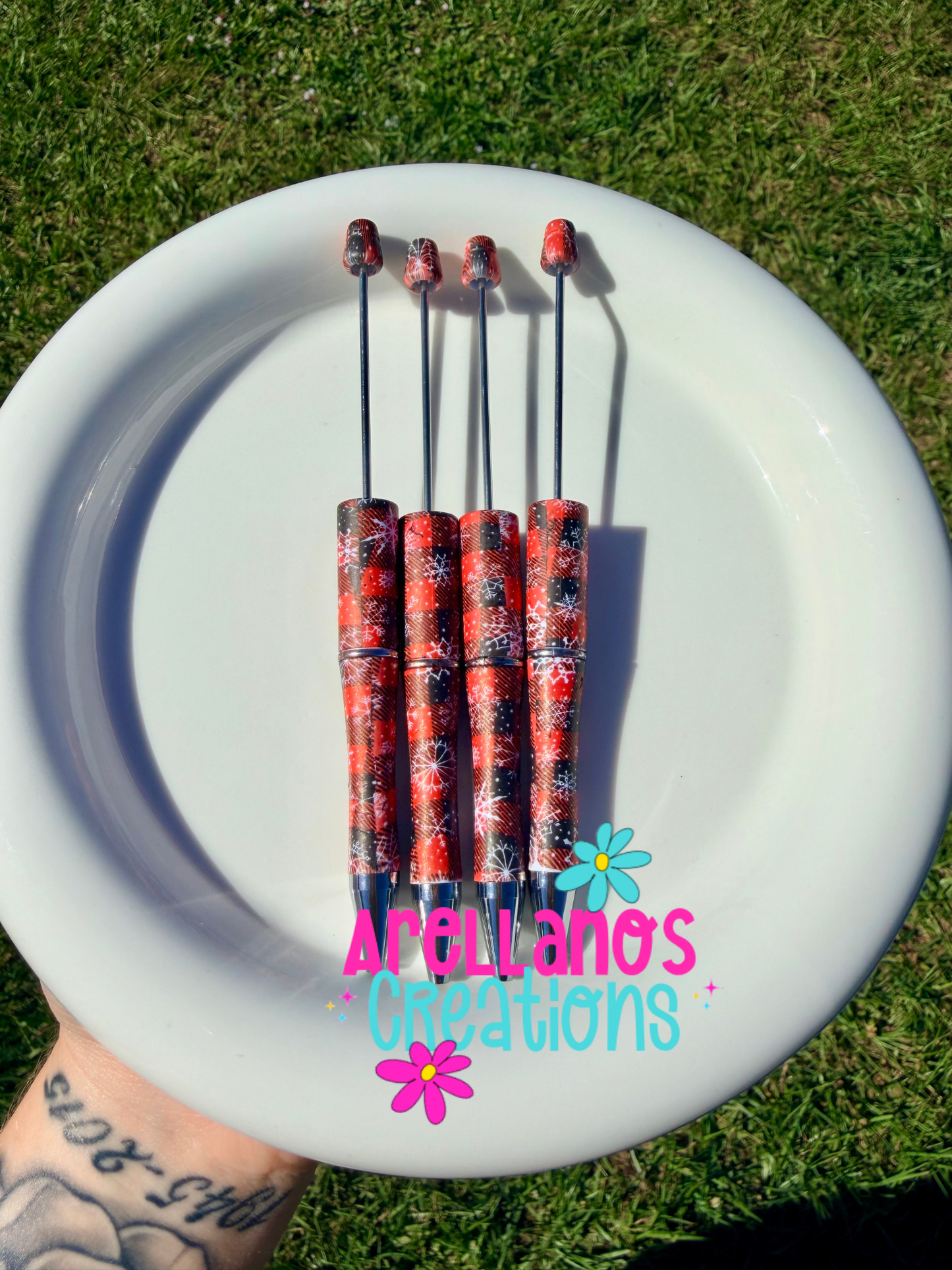 PP-110 red buffalo plaid printed pens