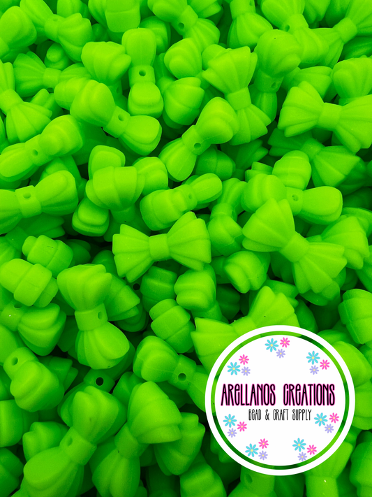 3D lime green ribbed bow EXCLUSIVE focal