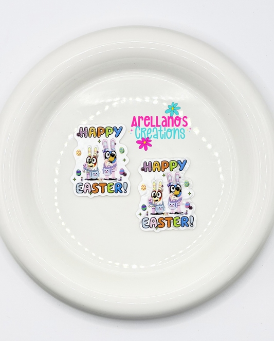 #57 Happy Easter (Blue Dog) - Acrylic Flatback