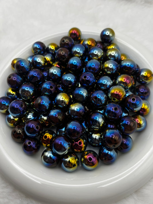 15mm dark brown cheetah galaxy AB acrylic beads