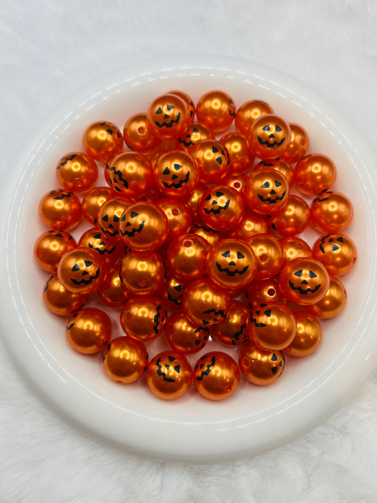 20mm shiny metalic orange pumpkin bubblegum beads