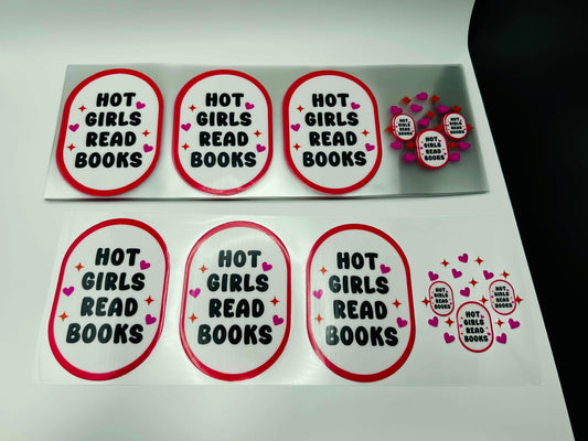 Hot girls read books 16oz UV DTF cup & lid decal