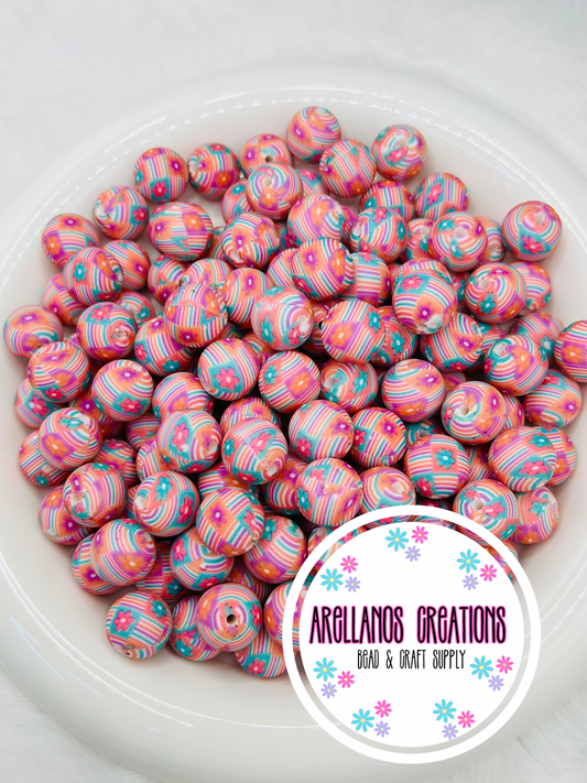 15mm Daisy Daze printed silicone beads EXCLUSIVE