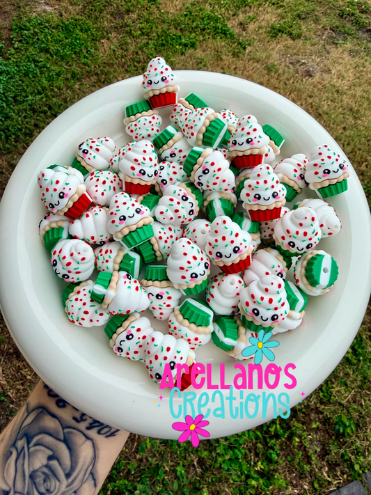 3D Christmas cupcake focal (red or green)