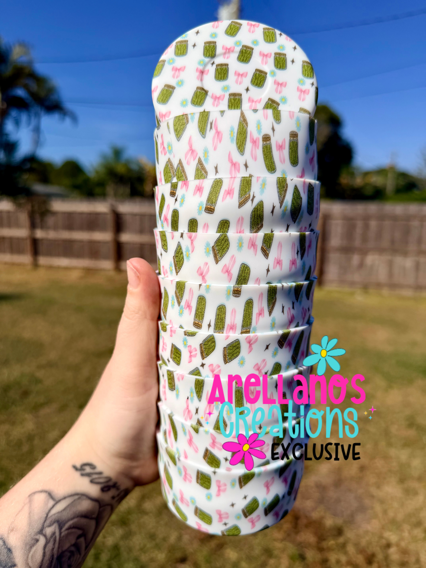 TB-119 pickle jars, bows & daisy silicone tumbler boot (1PC) EXCLUSIVE