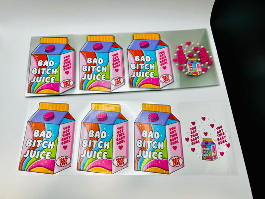 Bad b**** juice 16oz UV DTF cup & lid decal