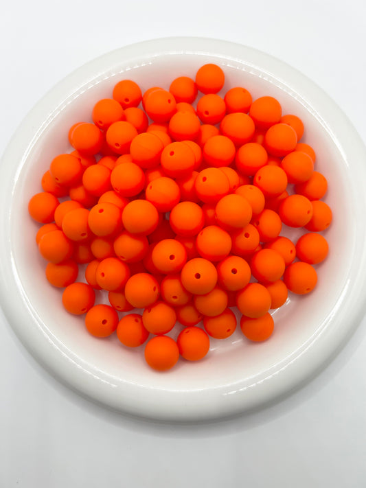 15mm tangerine orange solid silicone beads