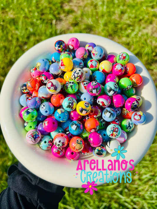 16mm Christmas nightmare acrylic AB bead mix (pack of 10)