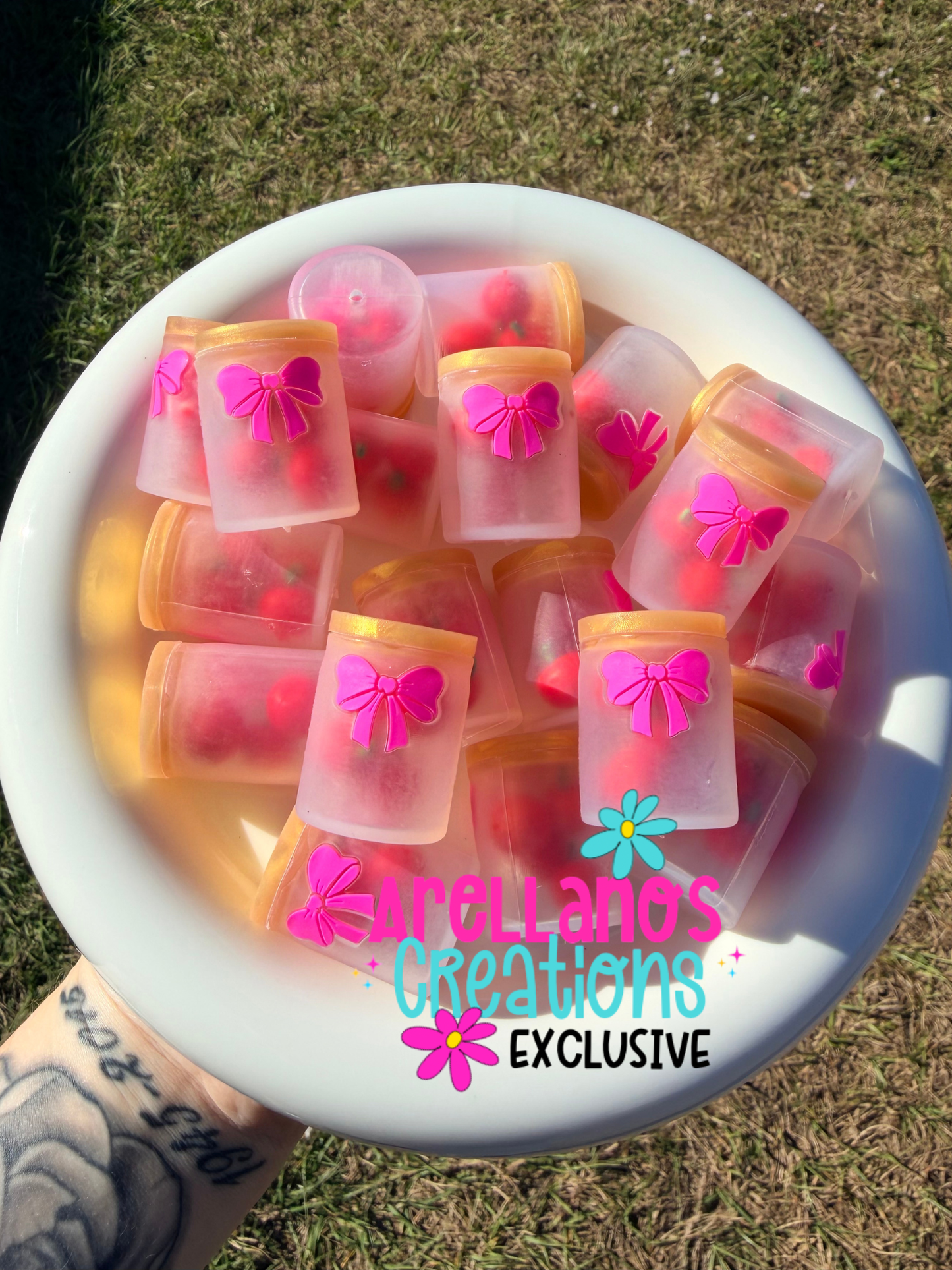 3D Cherry Jar W/ Pink Bow EXCLUSIVE focal