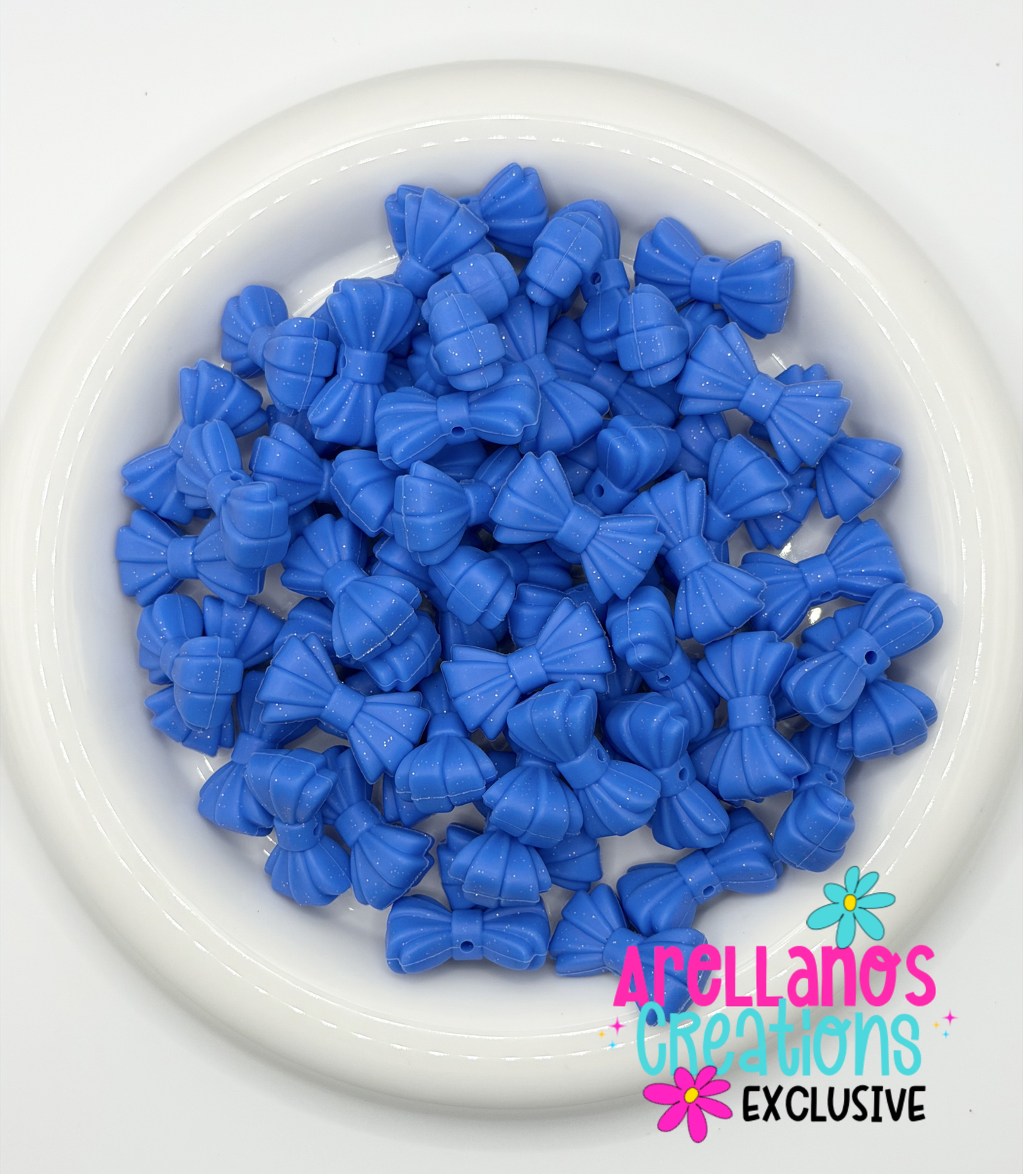 B-160 Dodger Blue GLITTER Ribbed Bow Focal EXCLUSIVE