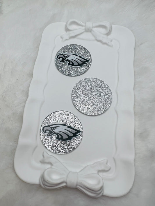 Round Eagles glitter flatback acrylic