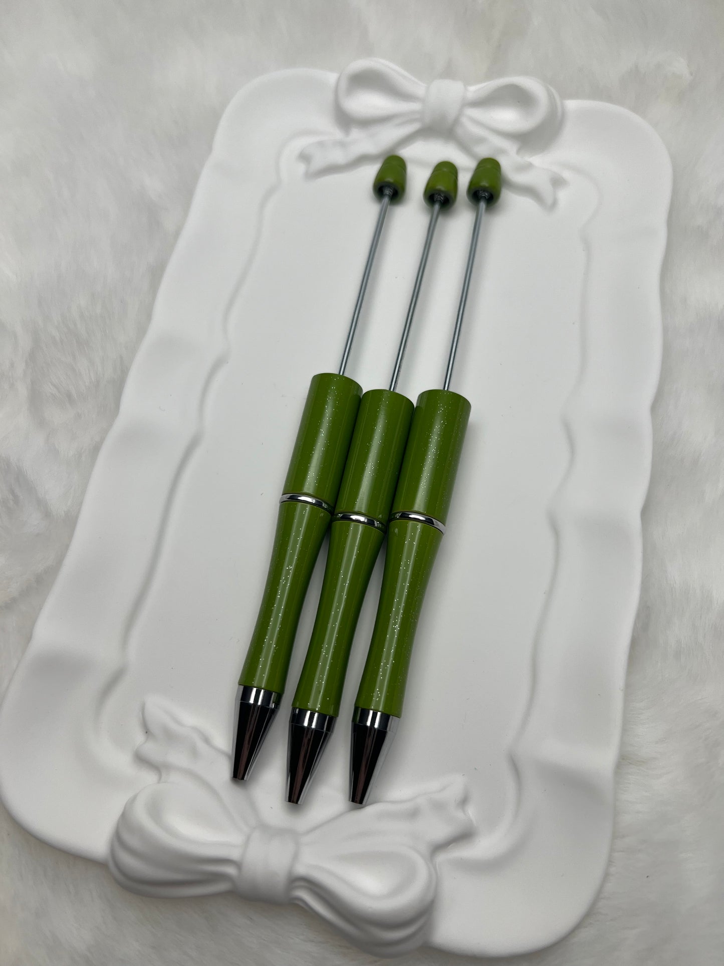 Army green beadable plastic pen