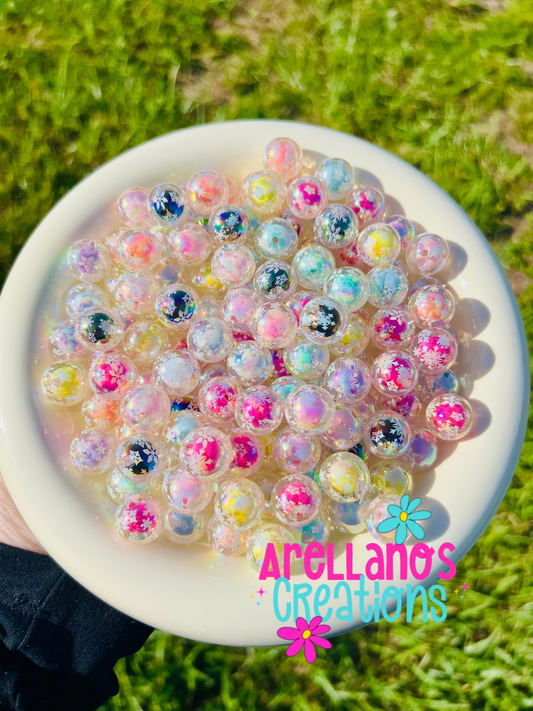 16mm snowflake double layer jelly acrylic bead mix (pack of 10)